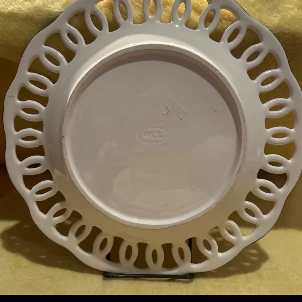 Christmas ceramic large platter pierce plate with Red Cardinals